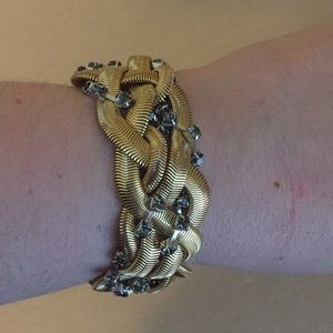 Beautiful braided gold tone and crystal bracelet